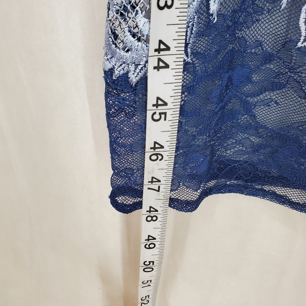 NWT Marchesa Notte 3D Embroidered Grosgrain Midi Cocktail Dress Blue Sz 8 - Picture 12 of 16